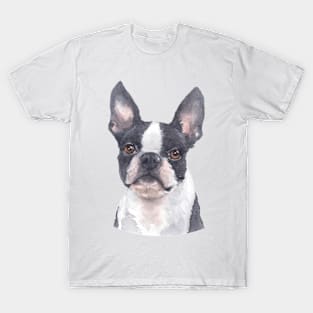 Boston Terrier Watercolor Art T-Shirt